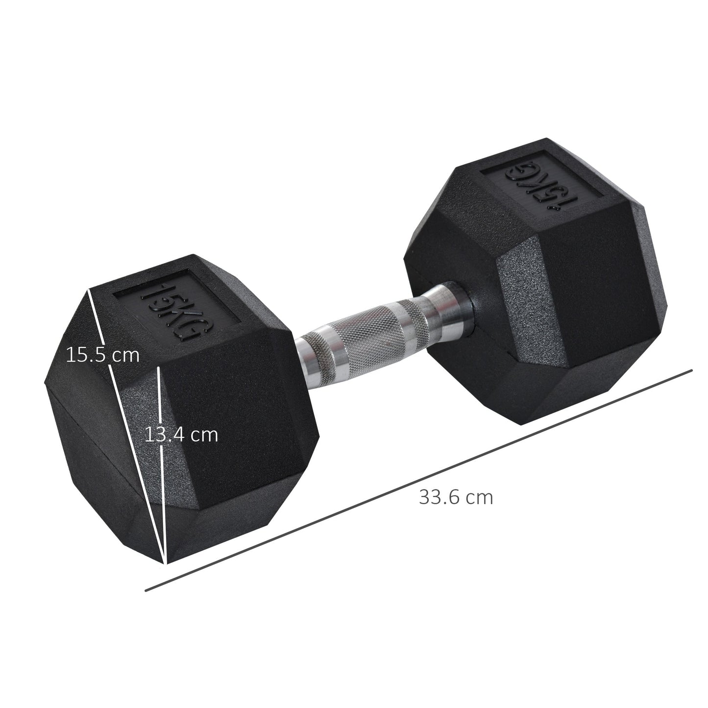 2x15kg Rubber Hex Dumbbell Portable Hand Weights Dumbbell Home Gym Workout Fitness Hand Dumbbell-2
