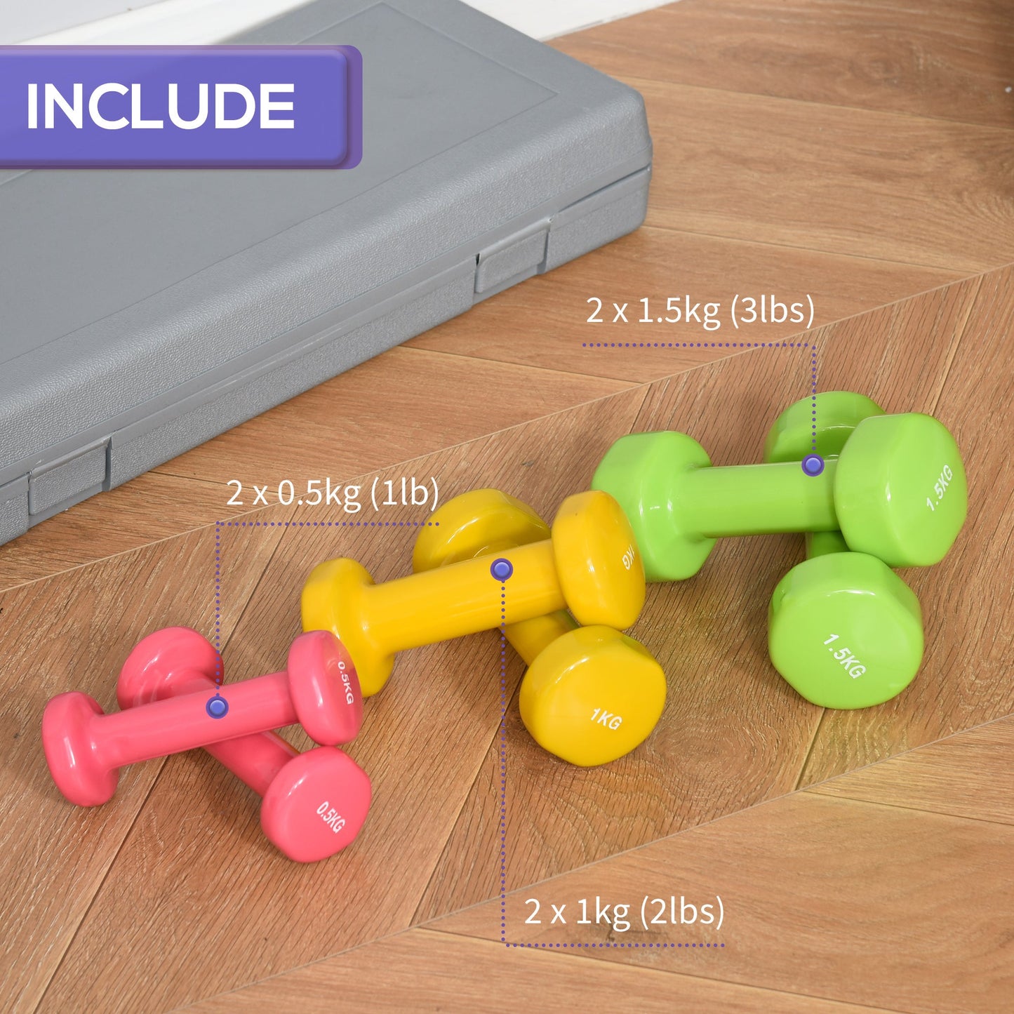 6KG Dumbbell Set Fitness Weight Set for Men and Women Home Gym, Workout, Up Body Training-4