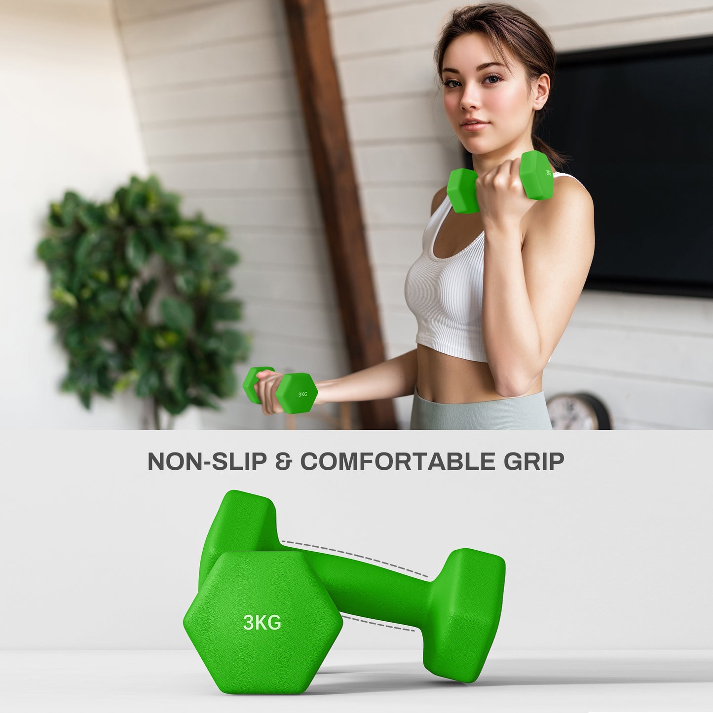 2 x 1kg, 2 x 2kg, 2 x 3kg Dumbbells Set with Dumbbell Rack, Hand Weights for Home Gym Training | SPORTNOW-3