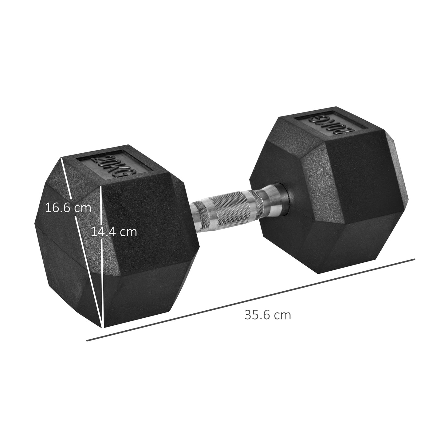 2x20kg Rubber Hex Dumbbell Portable Hand Weights Dumbbell Home Gym Workout Fitness Hand Dumbbell-2