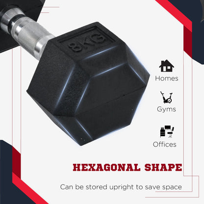 Rubber Hex Dumbbells, Sports Hex Weights Sets, Home Gym Fitness, Hexagonal Dumbbells Kit Weight Lifting Exercise (2 x 8kg)-4