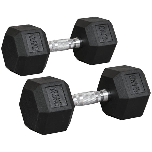 2x12.5kg Rubber Hex Dumbbell Portable Hand Weights Dumbbell Home Gym Workout Fitness Hand Dumbbell-0