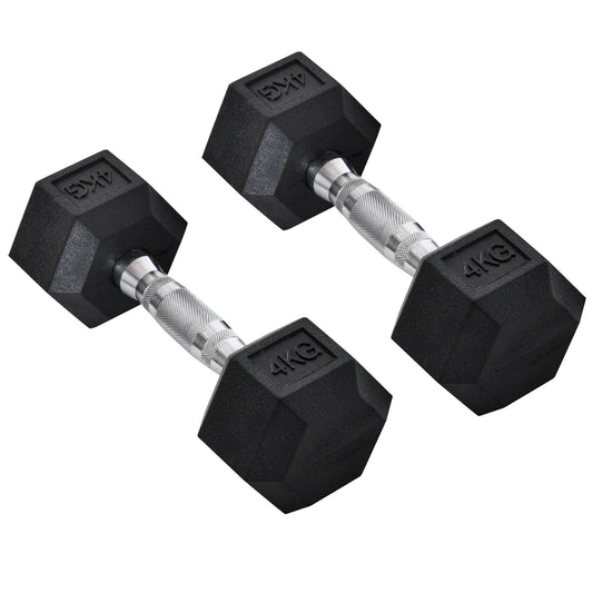 2x4kg Rubber Dumbbell Sports Hex Weights Sets Home Gym Fitness Hexagonal Dumbbells Kit Weight Lifting Exercise-0