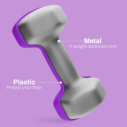 2 x 4kg Hexagonal Dumbbells Weights Set with Non-Slip Grip for Home Gym Workout in Purple by SPORTNOW-3