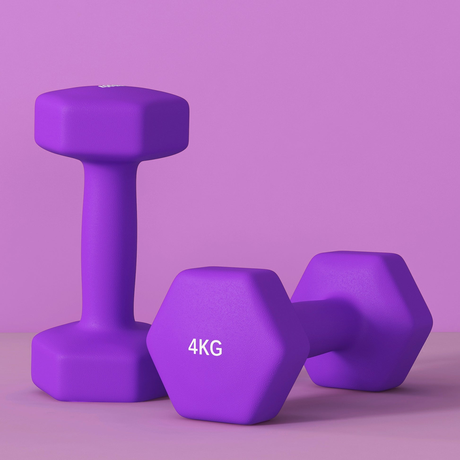 2 x 4kg Hexagonal Dumbbells Weights Set with Non-Slip Grip for Home Gym Workout in Purple by SPORTNOW-7