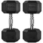 2x15kg Rubber Hex Dumbbell Portable Hand Weights Dumbbell Home Gym Workout Fitness Hand Dumbbell-0