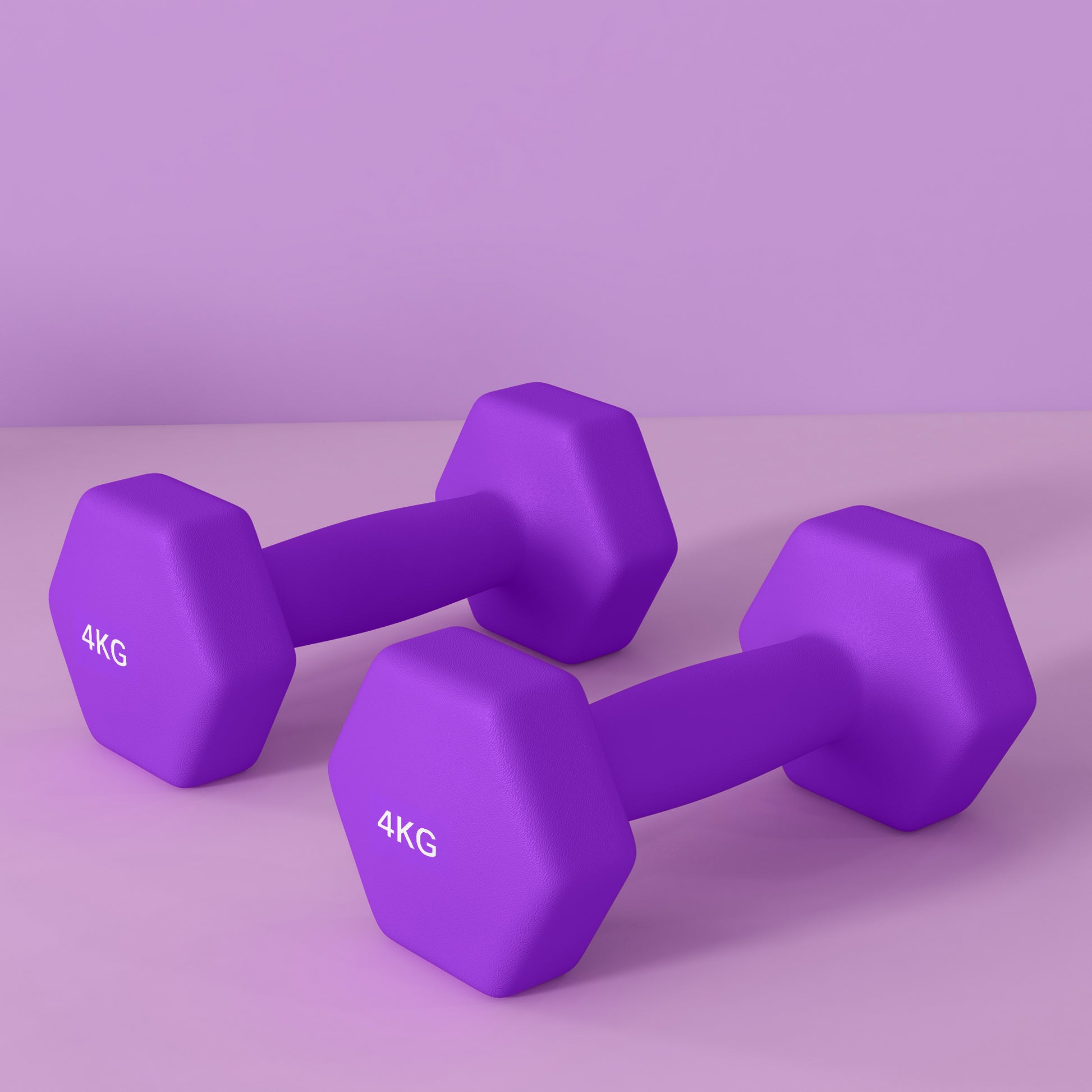 2 x 4kg Hexagonal Dumbbells Weights Set with Non-Slip Grip for Home Gym Workout in Purple by SPORTNOW-6