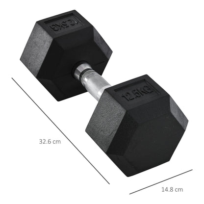 2x12.5kg Rubber Hex Dumbbell Portable Hand Weights Dumbbell Home Gym Workout Fitness Hand Dumbbell-2
